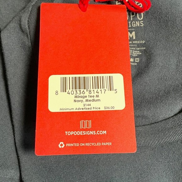 NWT Topo Designs Graphic Tee Shirt Navy Blue Size Medium M Short Sleeve - Picture 8 of 10